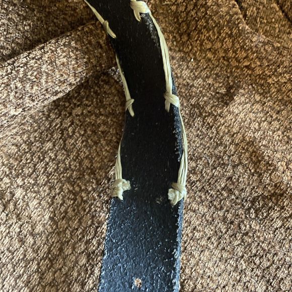 Lucky Brand BohoFiber Stitched Genuine Leather Belt 32”-36” Black With tan Fiber - Picture 4 of 9